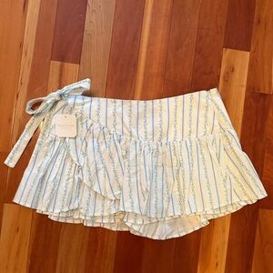 NWT Altar'd State Blue Floral Stripe Cotton Skort